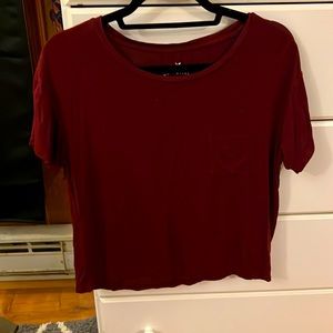 maroon short sleeve top